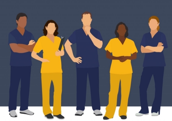 Animated graphic showing frontline service workers