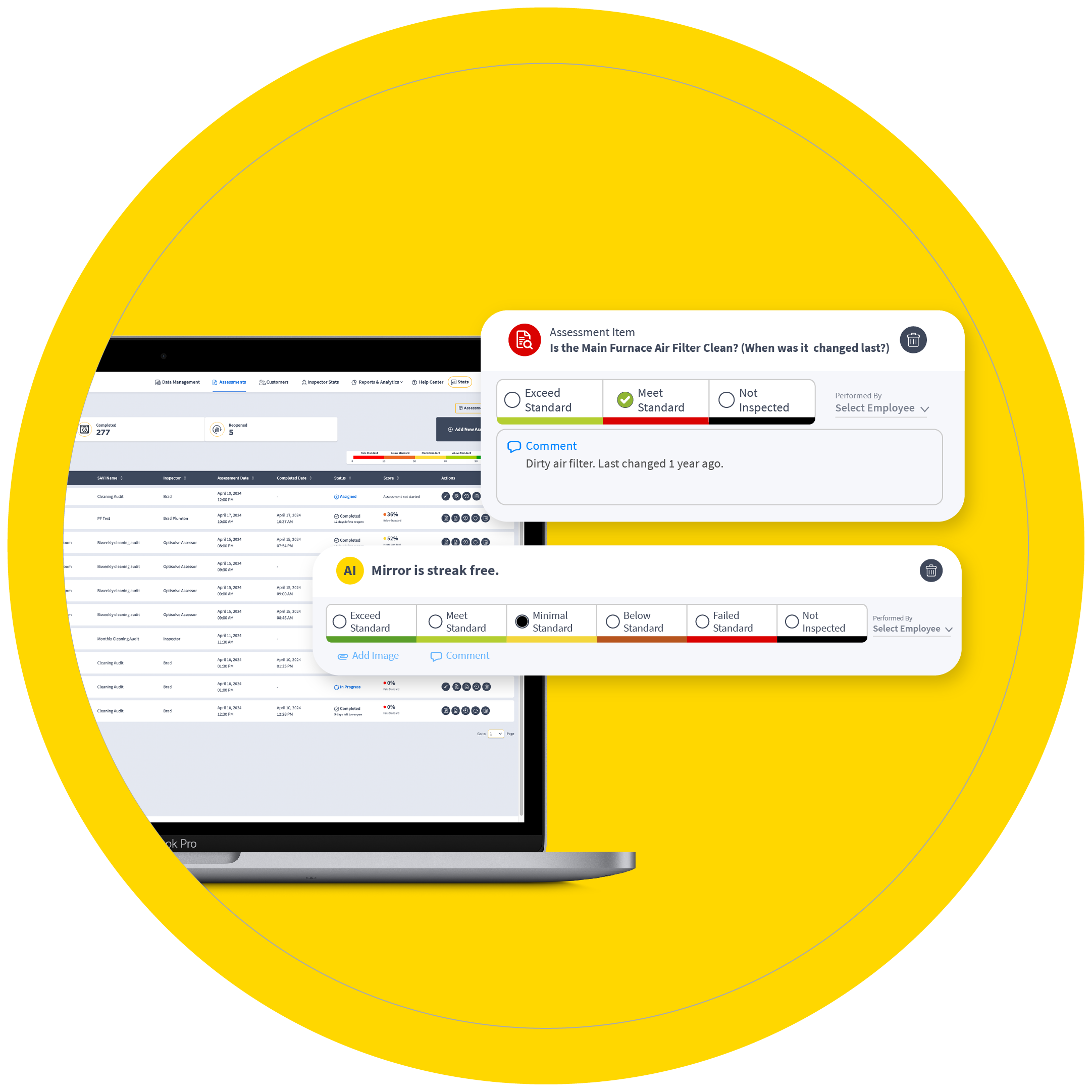 Open on a laptop is the SAVI assessment landing page showcasing different assessment items that can be used